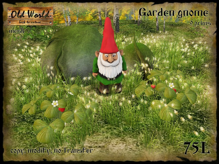 Second Life Marketplace Garden gnome with grass v2 Old World