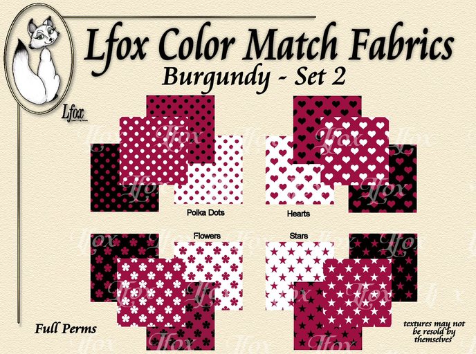 lfox Color Match Fabrics - Burgundy Set 2