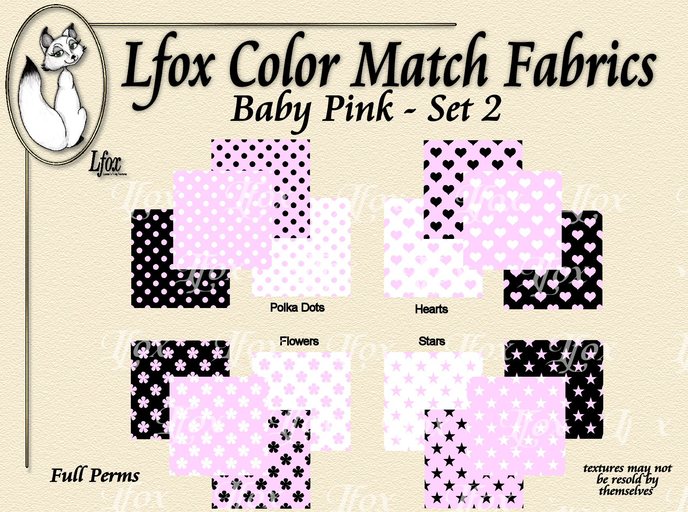 lfox Color Match Fabrics - Baby Pink Set 2