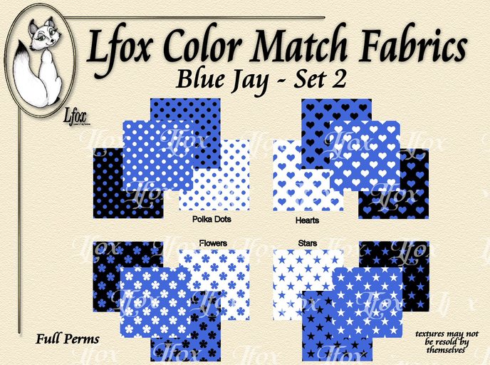 lfox Color Match Fabrics - Blue Jay Set 2