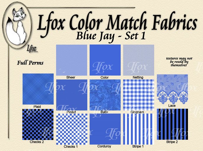 lfox Color Match Fabrics - Blue Jay Set 1
