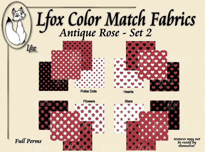 lfox Color Match Fabrics - Antique Rose Set 2