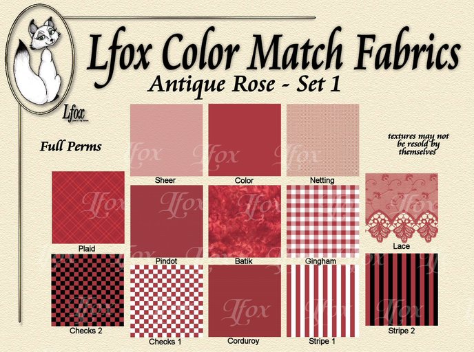 lfox Color Match Fabrics - Antique Rose Set 1