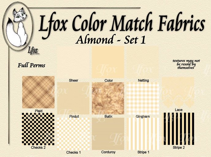 lfox Color Match Fabrics - Almond Set 1