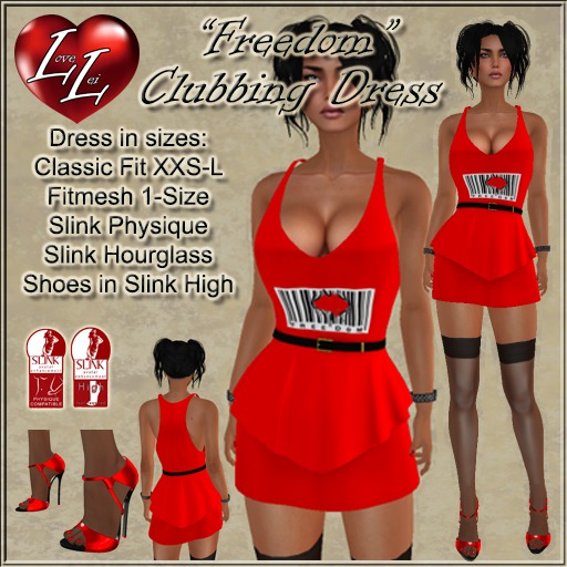 !:LL:! 'FREEDOM' Red Clubbing Dress & Slink High Shoes DEMO