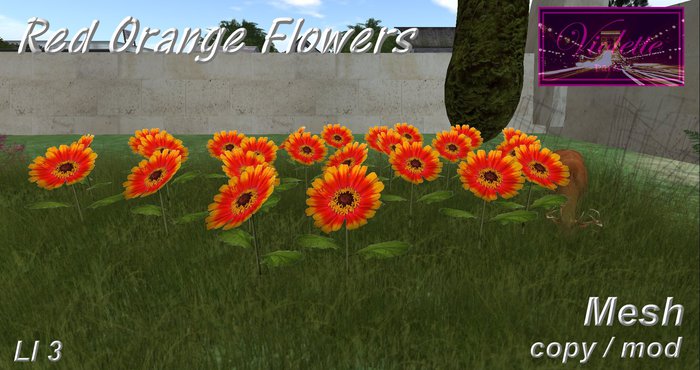 Red Orange Flowers mesh 