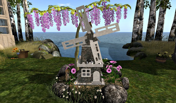 CJ Garden Windmill with Wisteria