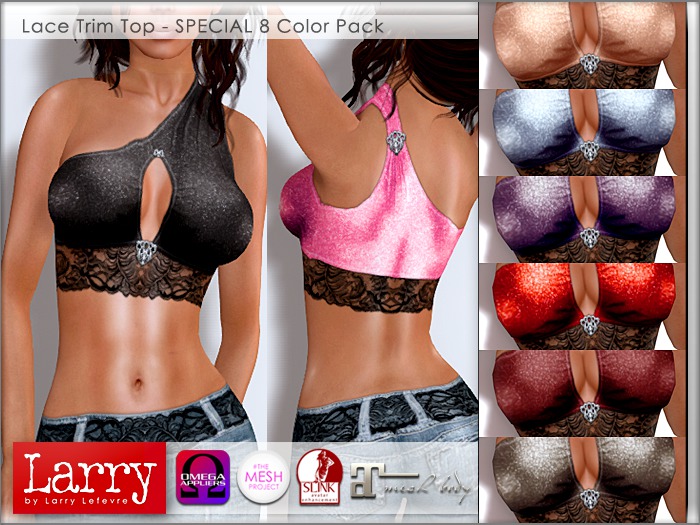 LARRY JEANS - Lace Trim Top (8 Colors)