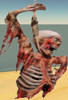 Hanging bloody skeleton side