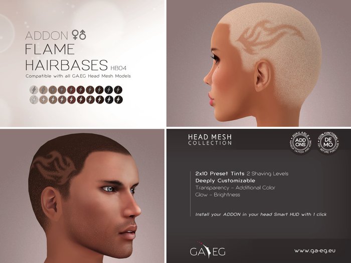 [GA.EG] Mesh Heads Addon - HB04 Flame Hairbases