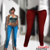 MoonRa Womens Skinny Unbutton Jeans Red