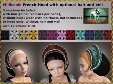 Bliensen + MaiTai - Millicent - French Hood - medieval hat with optional hair - blonds