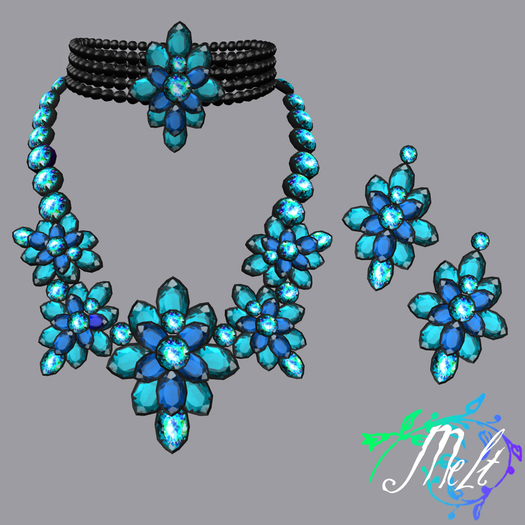 {Melt} Iris Necklace Set Teal