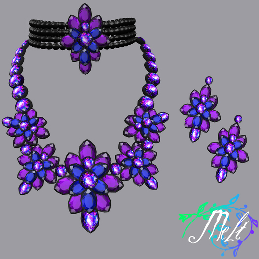 {Melt} Iris Necklace Set Purple