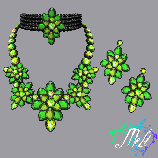 {Melt} Iris Necklace Set Green