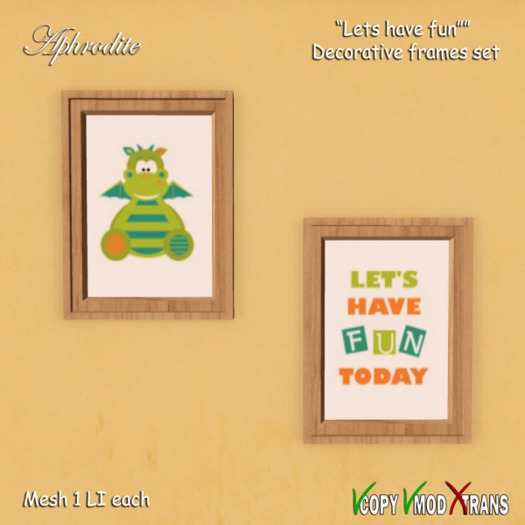 Aphrodite "Lets have fun" cute dragon frames set
