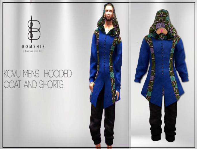 <*>B<*>Kovu Mens Cobalt Hooded Coat Outfit