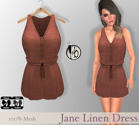 #b Jane Linen Dress Blooming Dahlia
