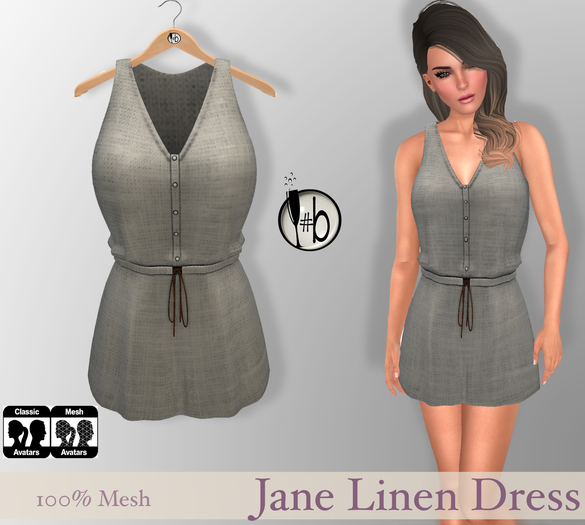 #b Jane Linen Dress Cloud Dancer
