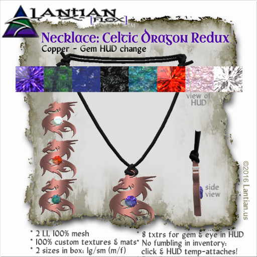 ~L/Fx~Celtic Dragon Redux Pendant, Copper HUD-change MCtbox