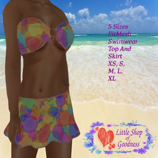 Pastel Bubbles Summer Bandeau Top With Skirt FitMesh