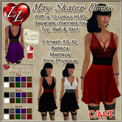 Second Life Marketplace !LL! May Skater Dress DEMO