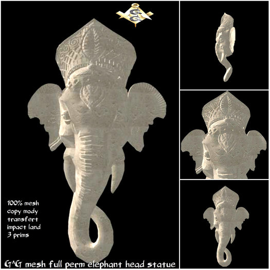 G^G mesh full perm elephant head statue