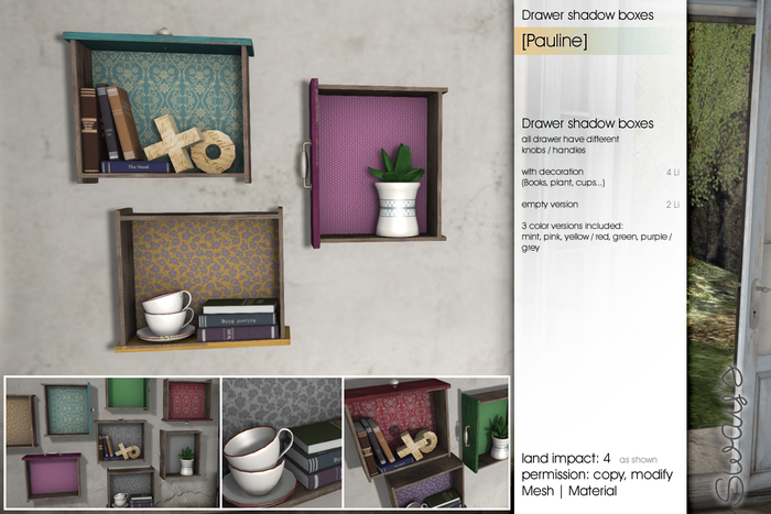 Sway's [Pauline] Drawer shadow boxes