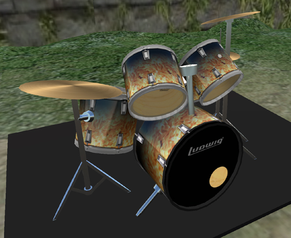 Low Prim 5 Piece Fire Ludwig Drum Set with Sounds and Animations!