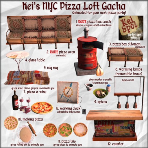 3. Kei's NYC Pizza Loft Gacha (ottoman)