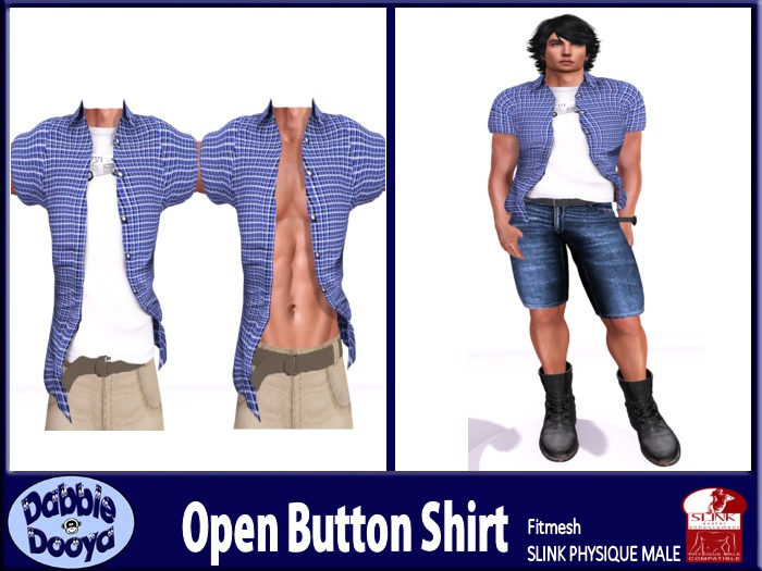 Dabble Dooya Mens Slink Open Button Shirt-Bluesman