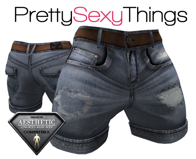 PST Mesh Aesthetic Shorts - Distressed Denim - Light Blue