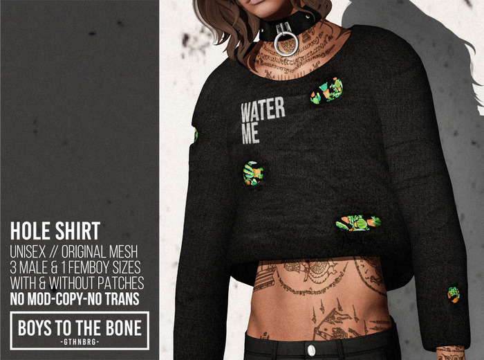 BOYS TO THE BONE - hole shirt - water
