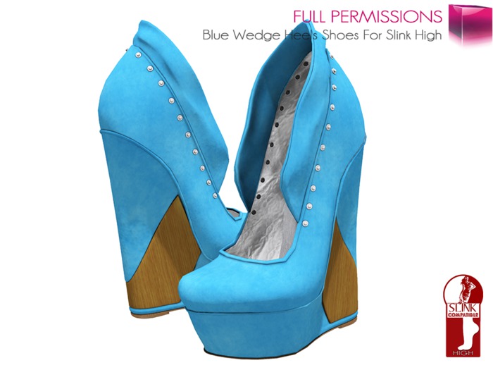 MI960856 Blue Wedge Heels Shoes For Slink High
