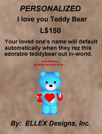 ELLEX I heart U Teddy Bear