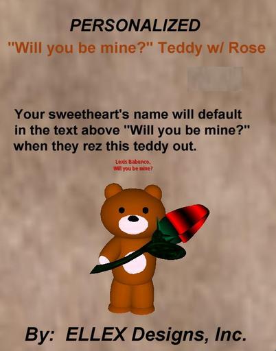 ELLEX Be Mine Teddy w/Rose