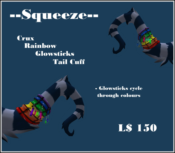 --Squeeze-- Crux Rainbow Glowsticks Tail Cuff   (L$ 150)