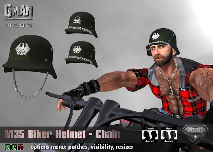 GMan Helmet - M35 Biker Helmet Chain - boxed