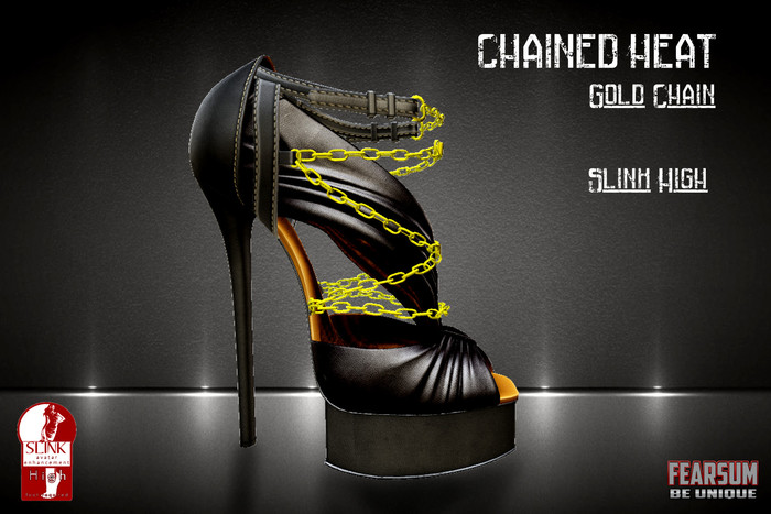 [F] Chained Heat Black Leather Gold Metal - Slink High