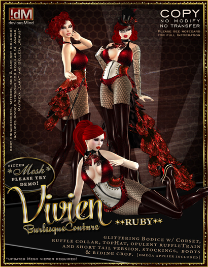 !dM deviousMind "Vivien" **RUBY** Burlesque Couture