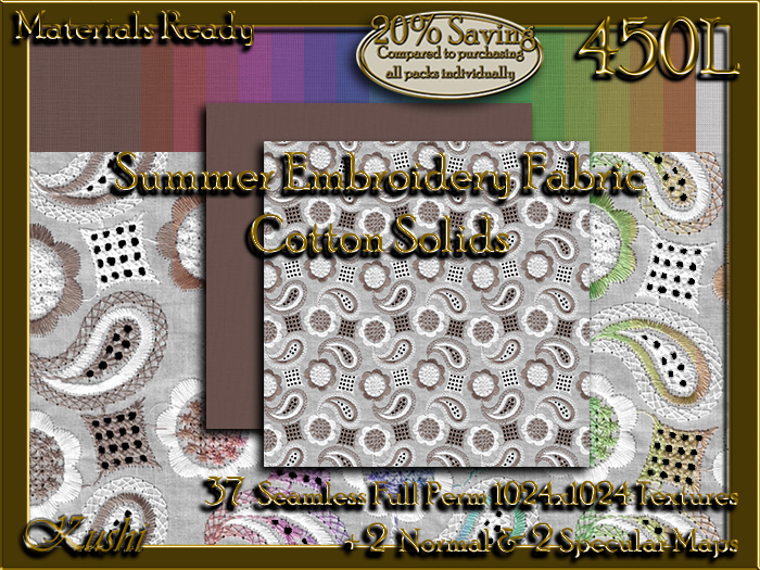 !Kushi! SummerEmbroideryCOMBO Textures -WEAR TO UNPACK