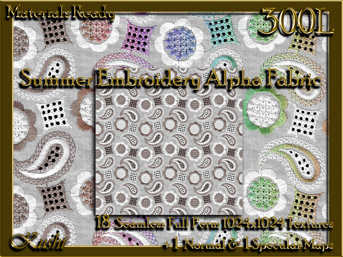 !Kushi! SummerEmbroidery Textures -WEAR TO UNPACK