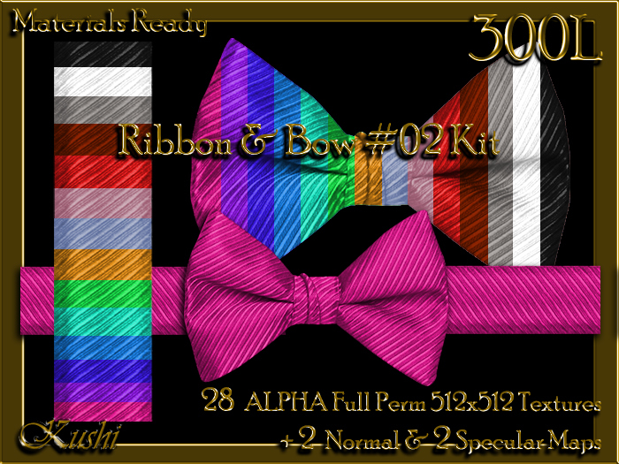 !Kushi! Ribbon&Bow02 Textures -WEAR TO UNPACK