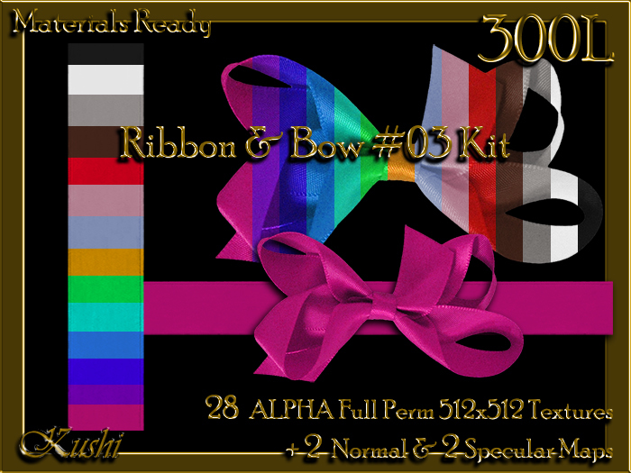 !Kushi! Ribbon&Bow03 Textures -WEAR TO UNPACK