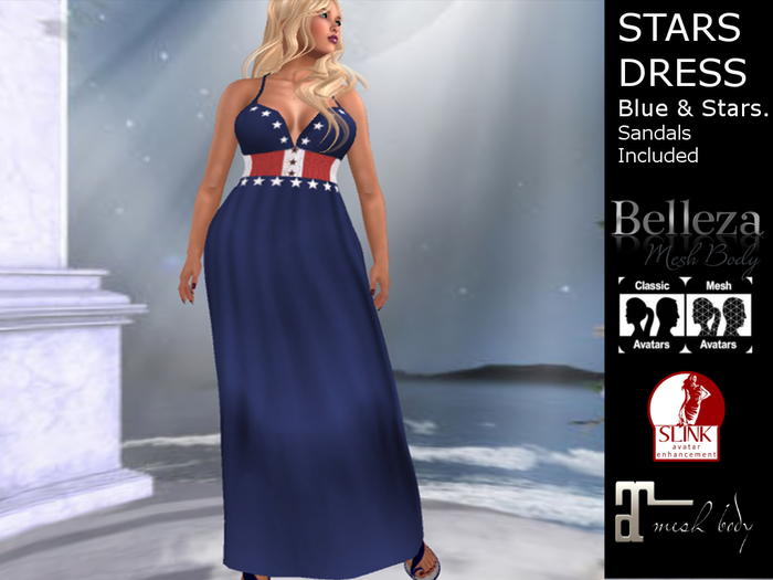 *BSASSY* STARS DRESS BLUE & STARS WITH SANDALS