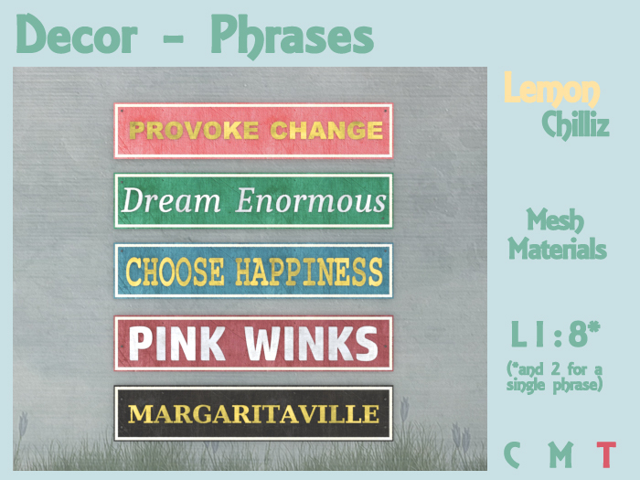 Decor - Phrases (Mesh) [Lemon Chilliz]