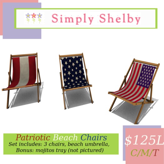 Simply Shelby Patriotic Beach Chair Trio Set