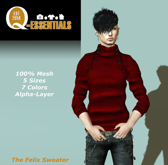 {Q-Essentials} Men's Red Felix Sweater