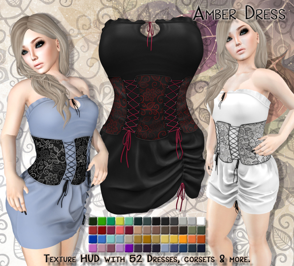 [Syn] Amber Dress (Texture HUD, Maitreya, Physique, Hourglass, Venus, Isis, Freya & TMP, materials enabled)
