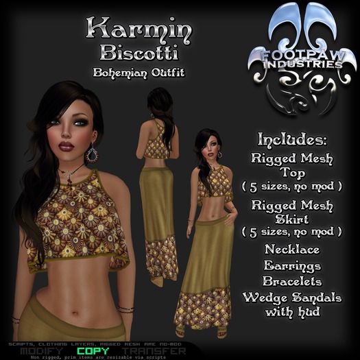 [FPI] Karmin Biscotti - Lovely Bohemian Riggged SKirt Outfit with Jewelry & Shoes